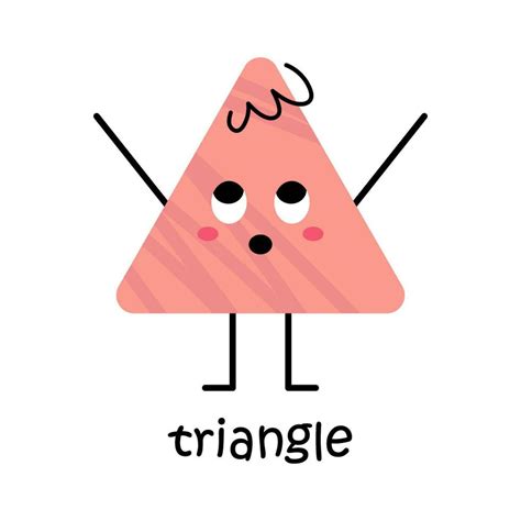 Vector triangle shape character. Cute basic geometric figure with face ...