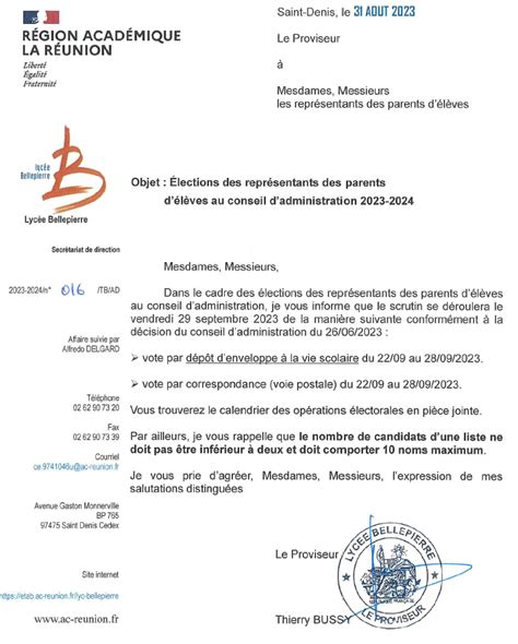 Lections Des Repr Sentants Des Parents D L Ves Et Des Personnels Au