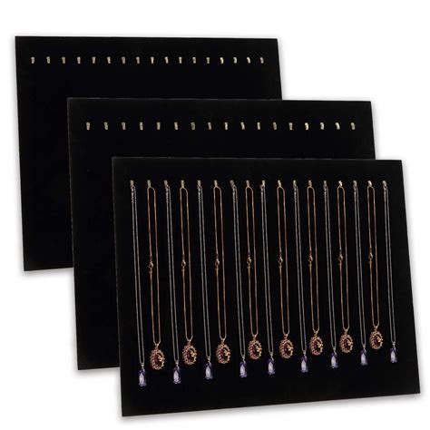 Foraineam Pack Black Velvet Jewelry Display With Hooks Necklace