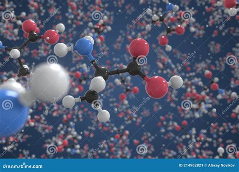 Alanine Molecule Ball And Stick Molecular Conceptual Model Scientific 3d Rendering Stock