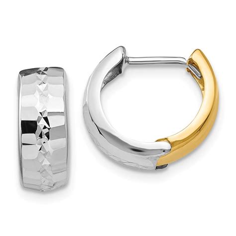 Buy 14k Solid Two Tone Gold Textured Hinged Hoop Earrings Apmex