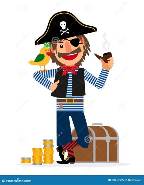 Smiling Pirate Emoji Happy Emotion Villain Emoticon Cartoon Style