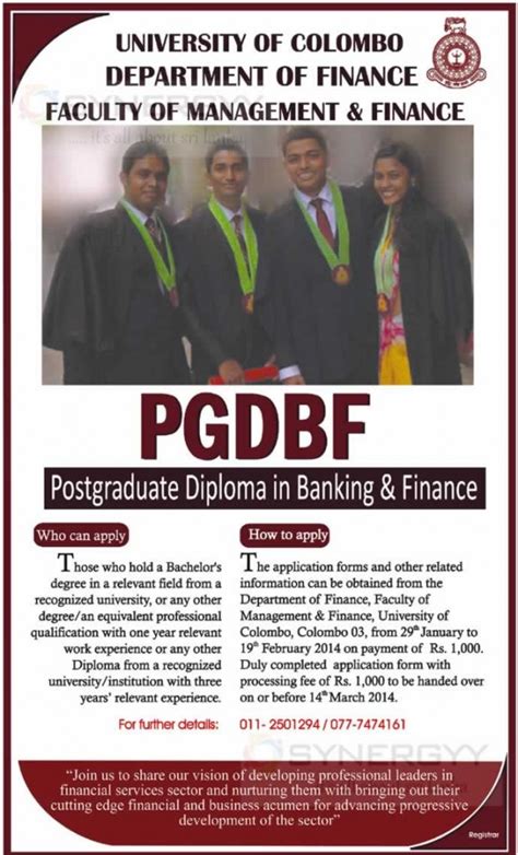 Postgraduate Diploma In Banking Finance Of University Of Colombo