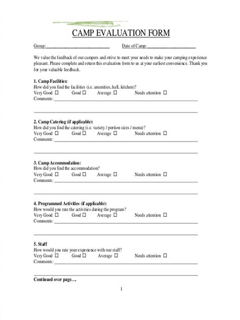 FREE 8 Camp Feedback Forms Samples In MS Word PDF