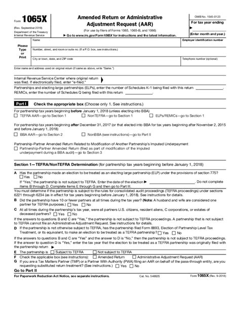 Form 1065x 2018 2020 Fill Online Printable Fillable Blank Form