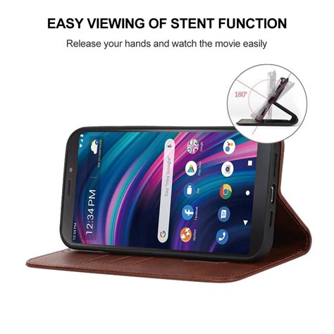 For Blu View 3 B140dl Magnetic Closure Leather Phone Case Brown