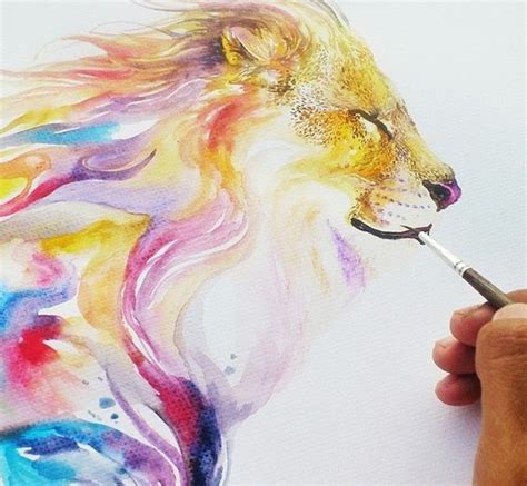 Someone Is Drawing A Lion With Colored Pencils