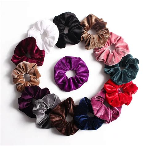 Soft Velvet Scrunchies Solid Color Hair Rope Ties Ponytail Holder Women