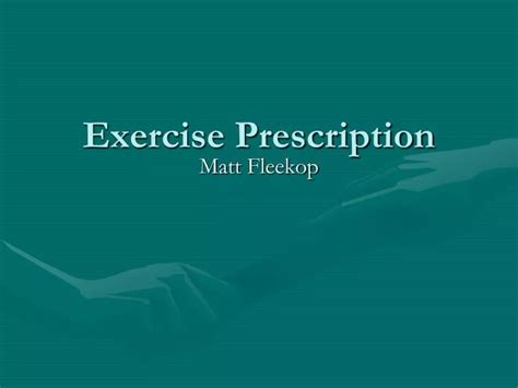 Ppt Exercise Prescription Powerpoint Presentation Free Download Id