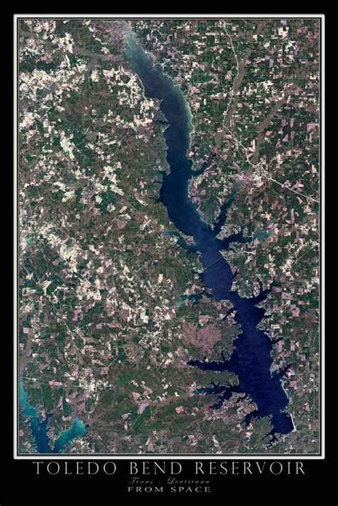 The Toledo Bend Lake Texas Louisiana Satellite Poster Map Toledo