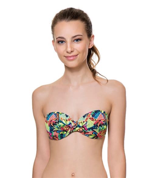 Top Bikini Copa B Bandeau Con Aro Estampado Floral Bikini Bikini