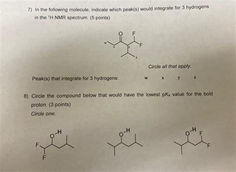 Solved In The Following Molecule Indicate Which Peak S Chegg