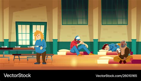 Night Shelter For Homeless People Cartoon Vector Image