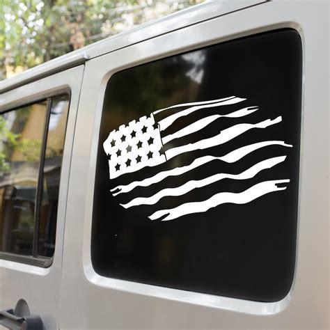 American Flag Tattered, Car Decal, Bumper Sticker, Truck Decal, Funny ...