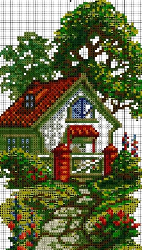 Cross Stitch Pattern House And Trees