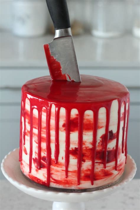 Halloween Bloody Knife Cake Red Velvet Cake With Almond Cream Cheese