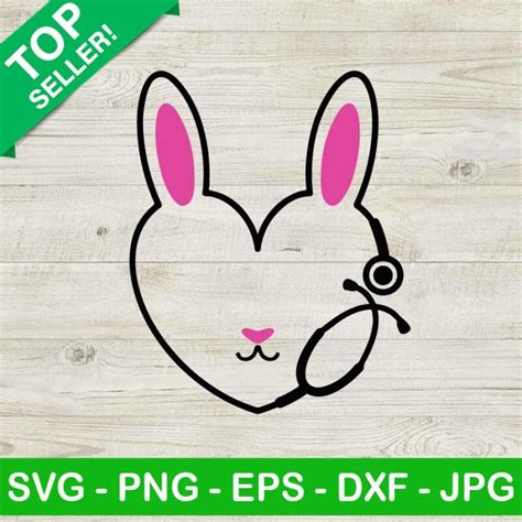 Bunny head SVG, Cute bunny SVG, Bunny with stethscope SVG