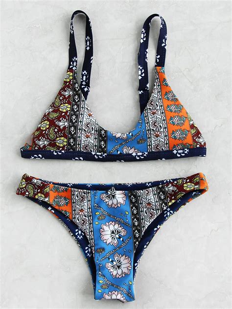 Shein Mixed Print Triangle Bikini Set Artofit