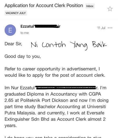 Ayat Contoh Cover Letter Bahasa Melayu Surat Permohonan Kerja Kosong