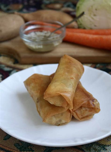 Filipino Lumpia With A Garlic And Black Pepper Vinegar Sauce