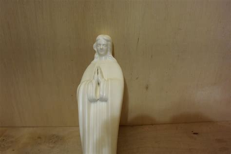 Vintage Mother Mary Holding Baby Jesus Ceramic Statue Painted Mother Of