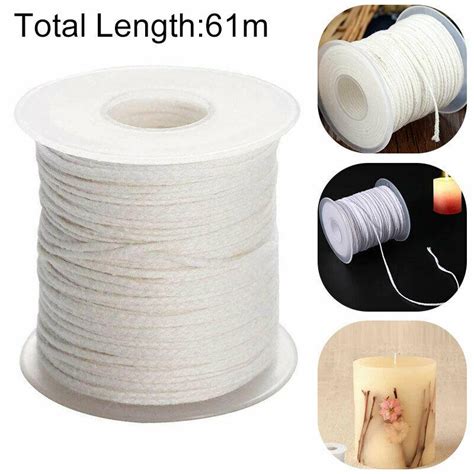 Pdto 1 Roll 61m Cotton Thread Candle Wick Smokeless Candle Spool For