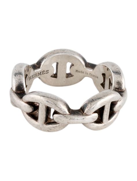 Hermès Chaine d ancre Enchainee Ring Sterling Silver Band Rings