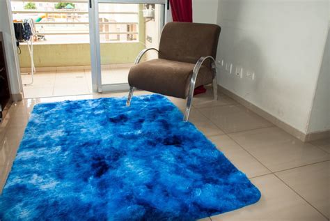 Tapete Sala Quarto Peludo Azul Mesclado Macio X M