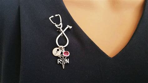 Rn Personalized Nurse Pin Nursing Stethoscope Pin Lpn Bsn Etsy