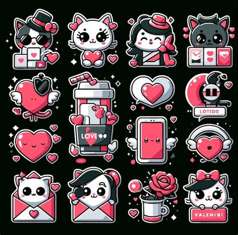 Premium Vector Free Vector Flat Valentines Day Stickers Collection