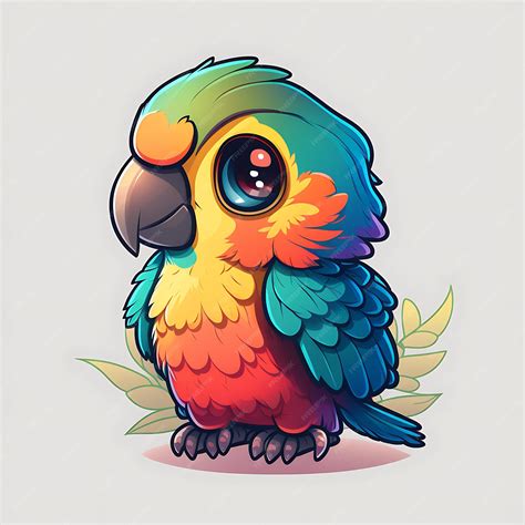 Premium Photo Kawaii Parrot Digital Art Style Colorful