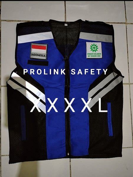 Jual Rompi Safety Jumbo Xxxxl Biru Hitam Bahan Taslan Samping Jala Di