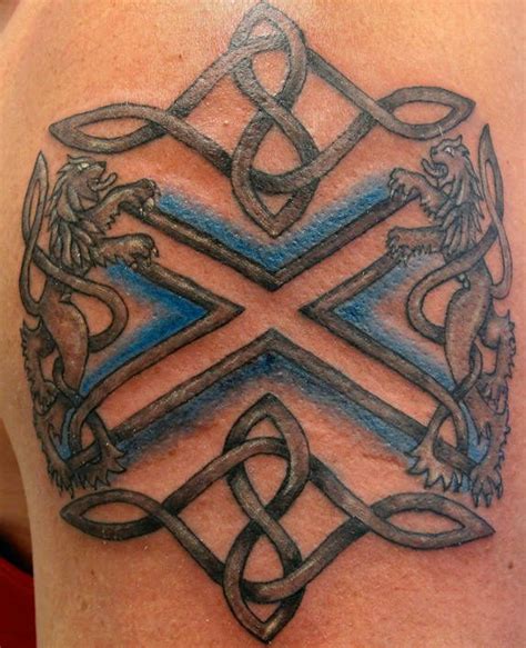 Heraldic lions on crest tattoo - Tattooimages.biz