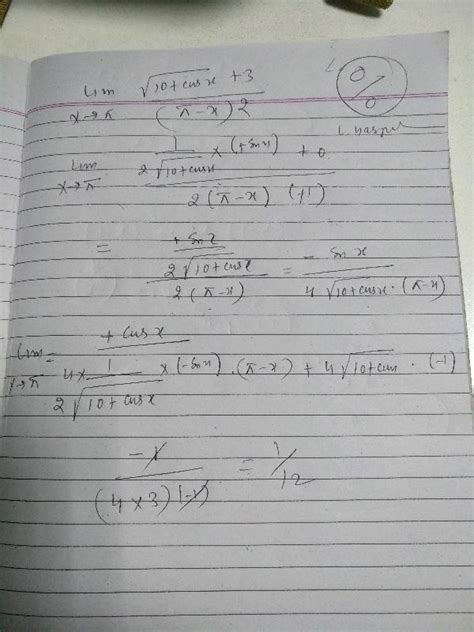 Lim X Rightarrow Pi Frac Sqrt 10 Cos X 3 Pi