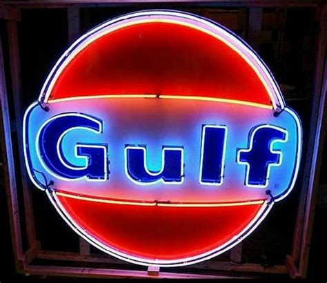 Gulf Gasoline Porcelain Sign Neon Signs Neon Porcelain Signs