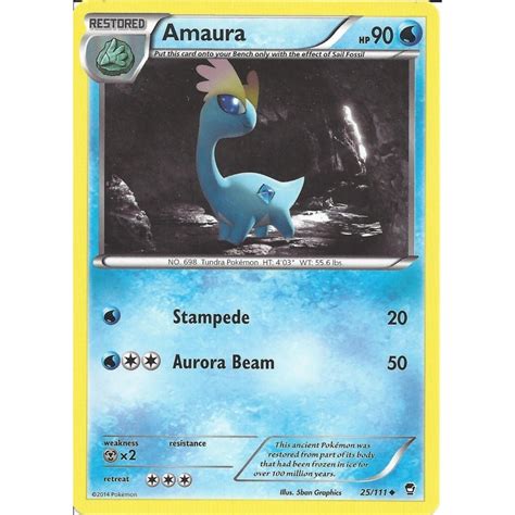 Pokemon Trading Card Game 25 111 Amaura Uncommon XY 03 Furious