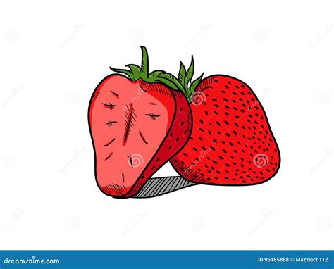 Stile Disegnato A Mano Della Fragola Semplice Illustrazione Vettoriale