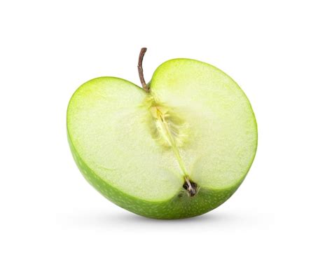 Premium Photo Green Apple Cut In Half Isolated On White Background