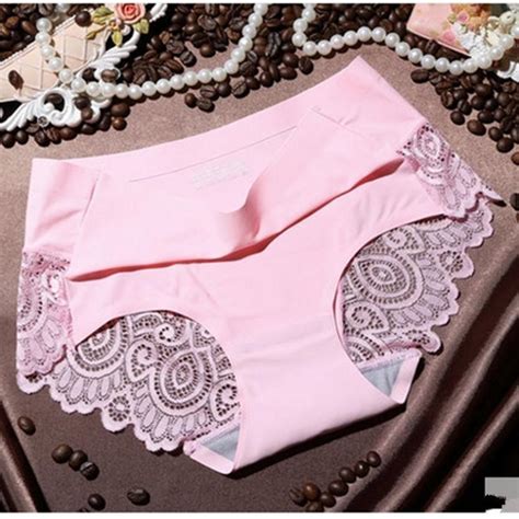 Buy Womens Sexy Lace Ice Silk Panties Seamless Panty Briefs Underwear Intimates Panties