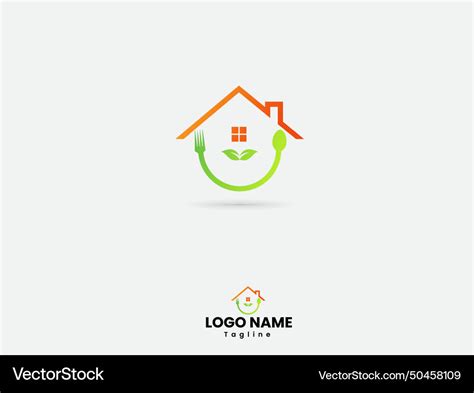 Food logo design with home Royalty Free Vector Image