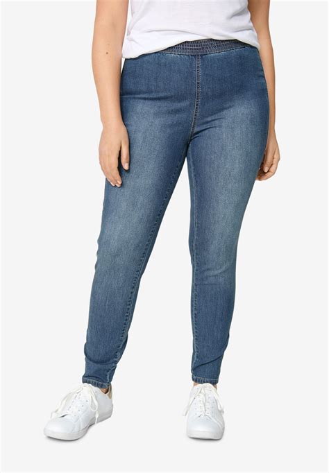 Elastic Waist Denim Jeggings Fullbeauty Outlet