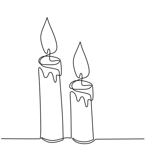 Download the Beautiful candles continuous one line drawing. Two ...