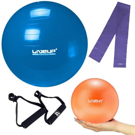 Kit Pilates Bola Suica Cm Faixa Elastica Media Overball Cm