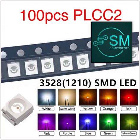 100pcs 3528 1210 Plcc2 Smdsmt Leds All Colours Light Emitting Diode