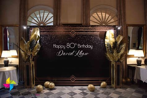 Gatsby Theme Photo Wall 80th Birthday Themes Photo Black And Gold Theme