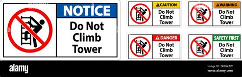 danger sign   climb tower  white background stock vector image