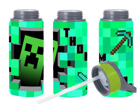 Personalised Minecraft Straw Drinks Bottle Made Personally