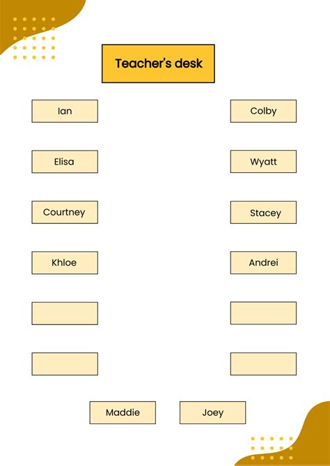 Free U Shaped Classroom Seating Chart Template - Edit Online & Download | Template.net