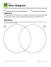 Comparing Mutual Funds And Single Stocks Venn Diagram Activity