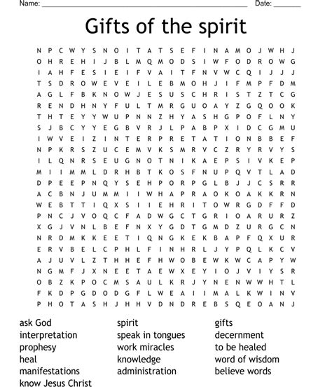 Gifts Of The Spirit Word Search Wordmint